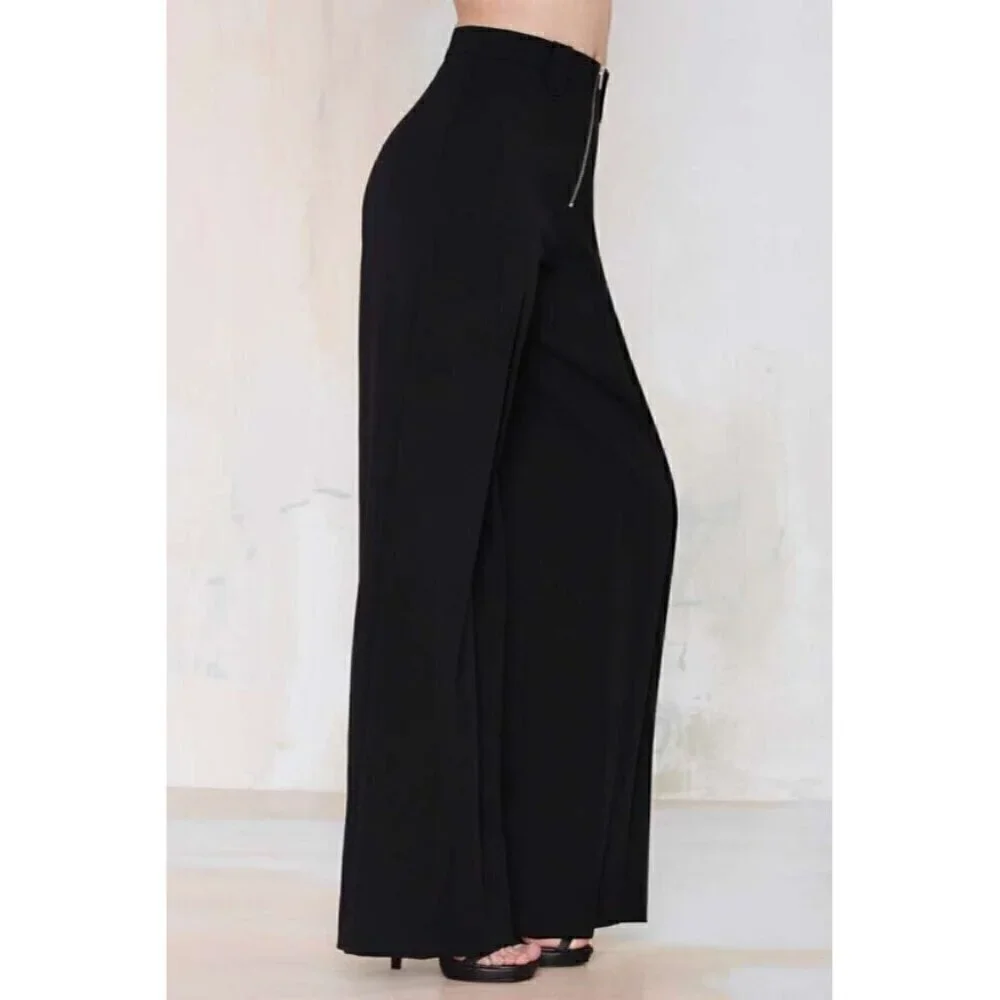 Nasty Gal Women's I'm Bossy Black Wide Leg High Waist Trousers Pants Size XS - Picture 13 of 13